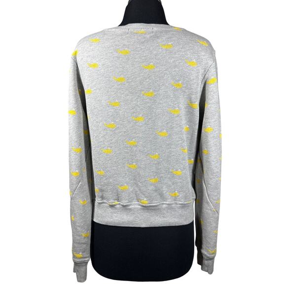 Wildfox Couture Small Gray Yellow Sweatshirt Nautical Whale Print Crew Neck Sz S - Picture 7 of 13